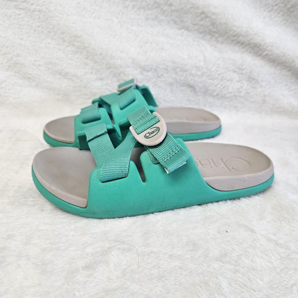 Chaco Chillos Jade Teal Slip On Sandal Slides Youth Kids size 1